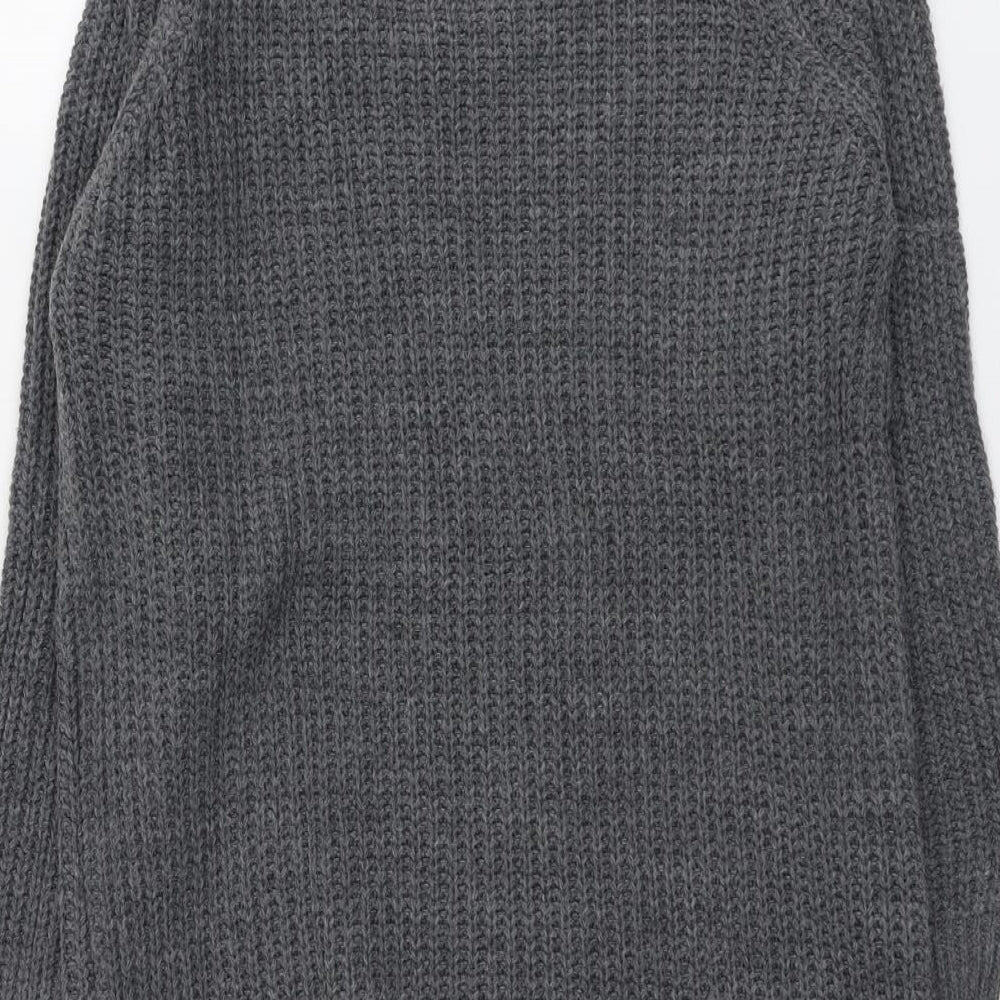Blue Vanilla Womens Grey V-Neck Acrylic Pullover Jumper Size M