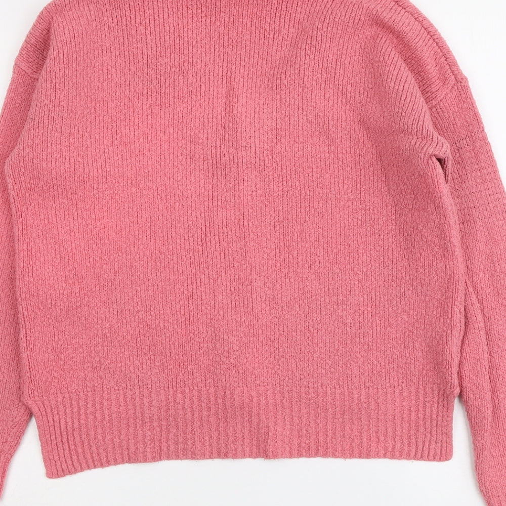 NEXT Womens Pink V-Neck Acrylic Pullover Jumper Size 10