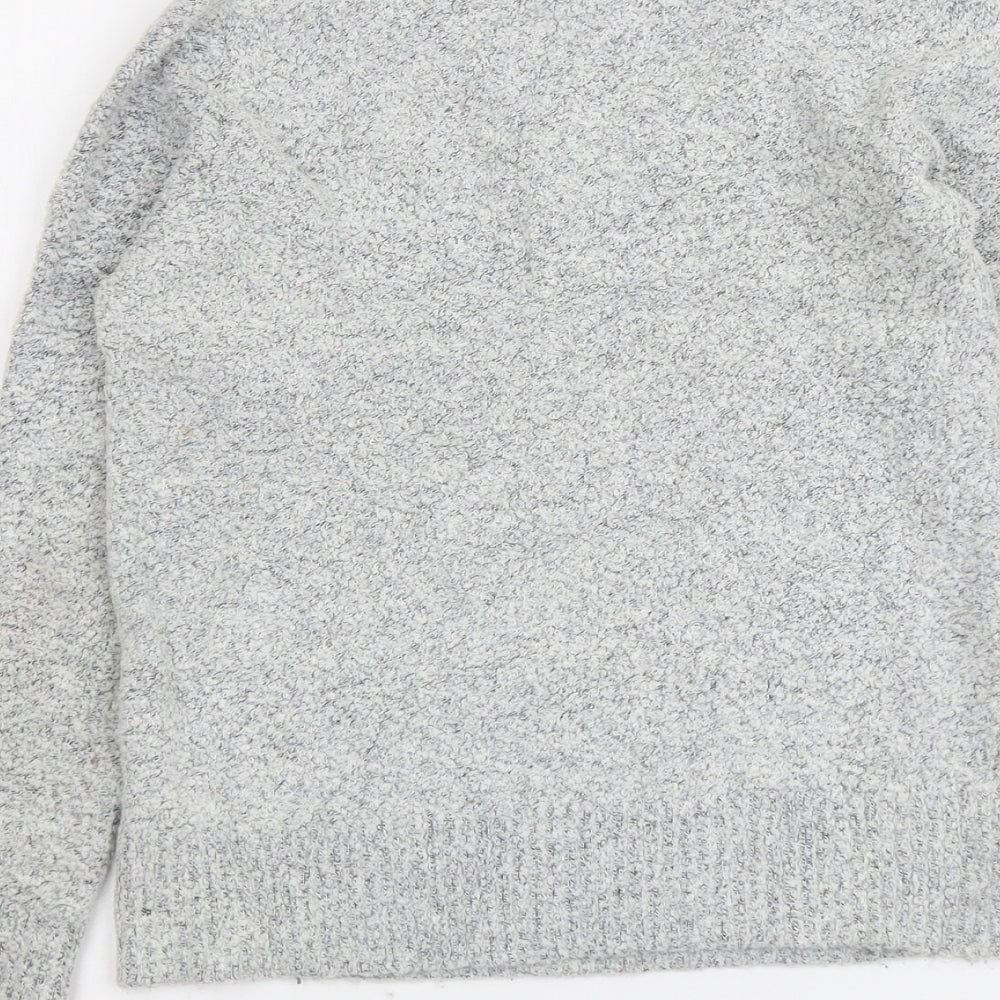 M&Co Womens Grey Square Neck Acrylic Pullover Jumper Size 10