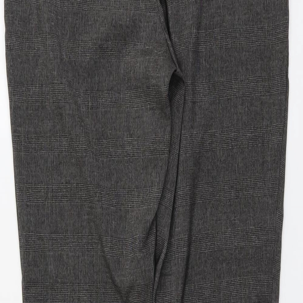 H&M Womens Grey Plaid Polyester Chino Trousers Size 36 in L29 in Regular Button