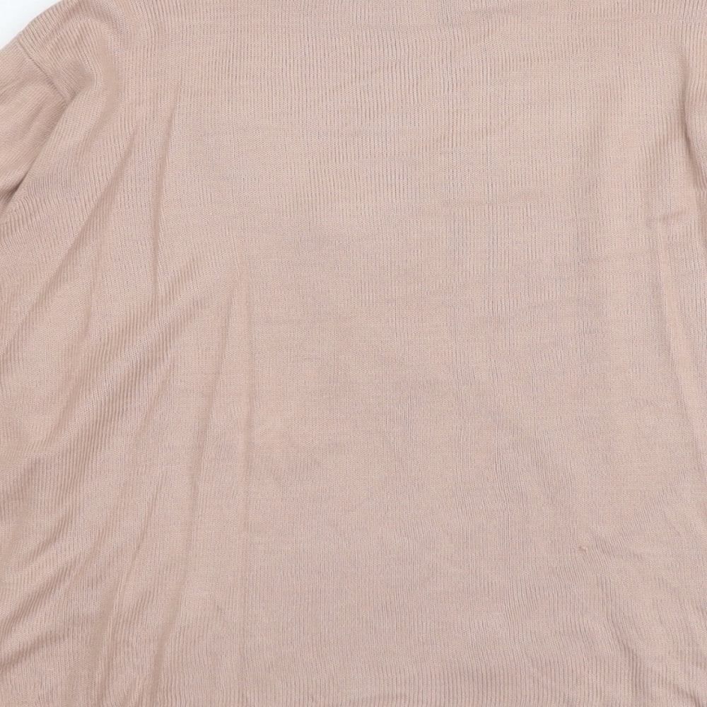 Fay Louise Womens Pink Round Neck Floral Acrylic Pullover Jumper Size XL