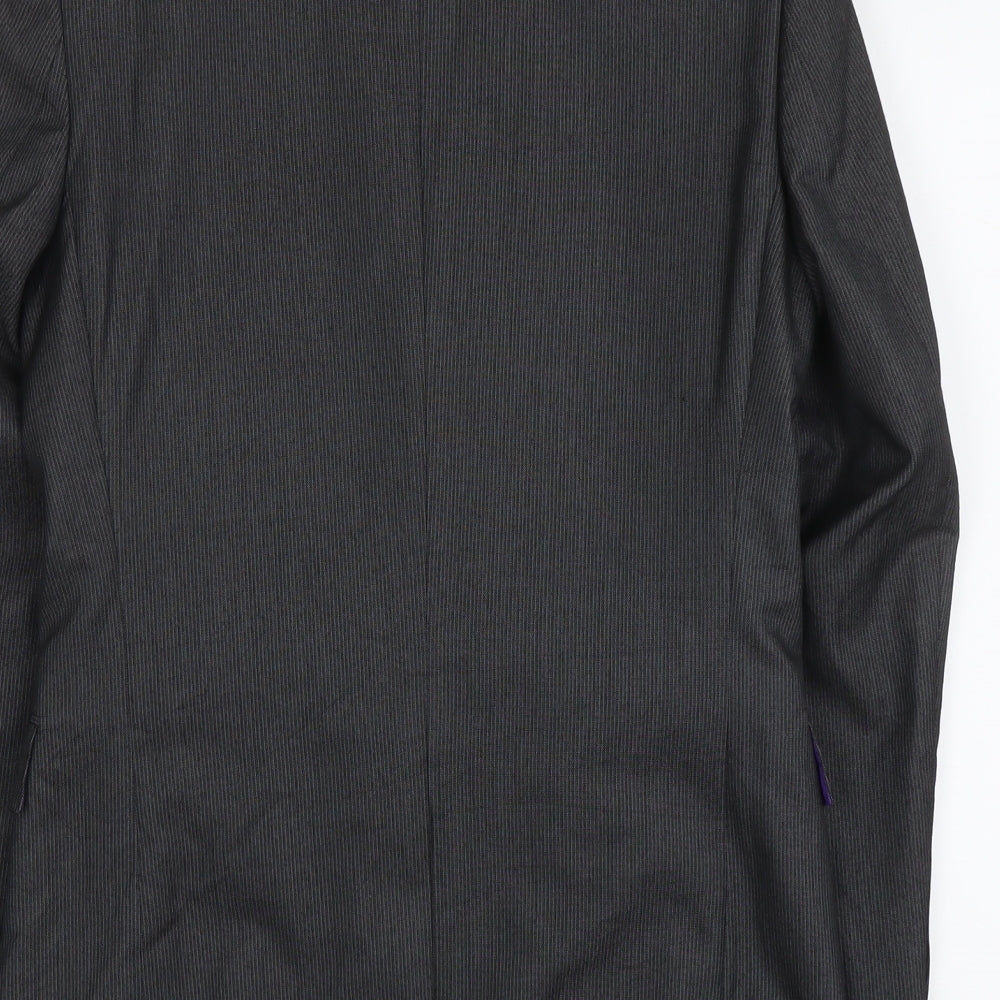 Marks & Spencer Mens Grey Striped Polyester Jacket Suit Jacket Size S Regular