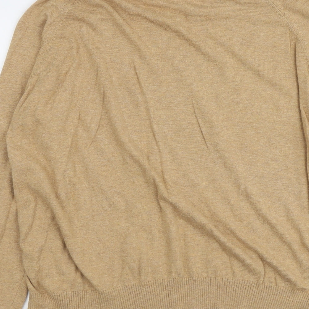 Marks & Spencer Womens Beige Boat Neck Cotton Pullover Jumper Size L
