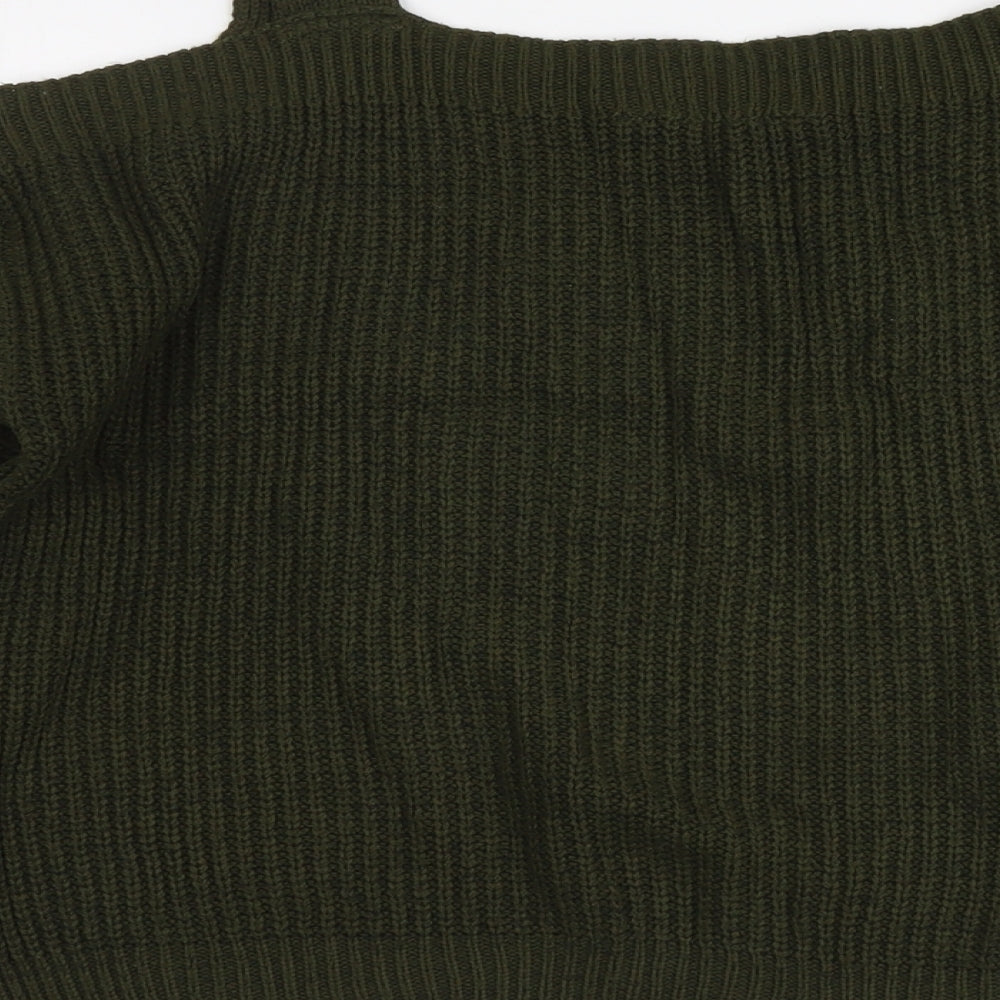 Dorothy Perkins Womens Green Round Neck Acrylic Pullover Jumper Size 10 - Cold Shoulder
