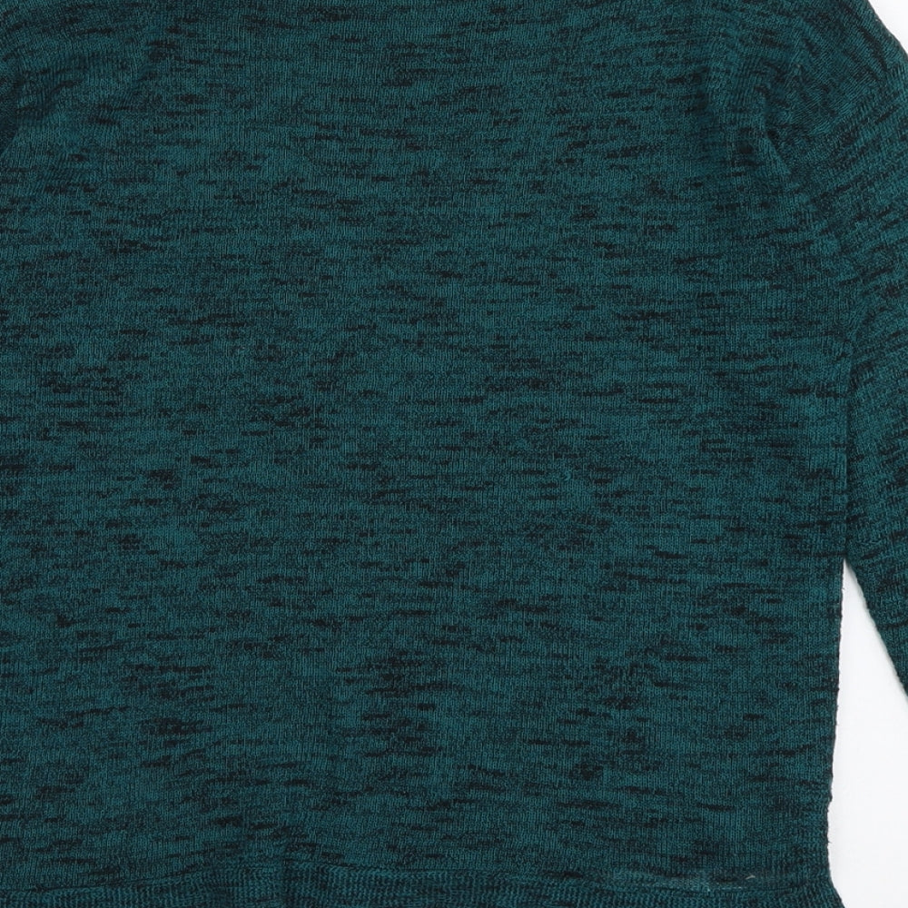 H&M Womens Green Boat Neck Polyester Pullover Jumper Size XS
