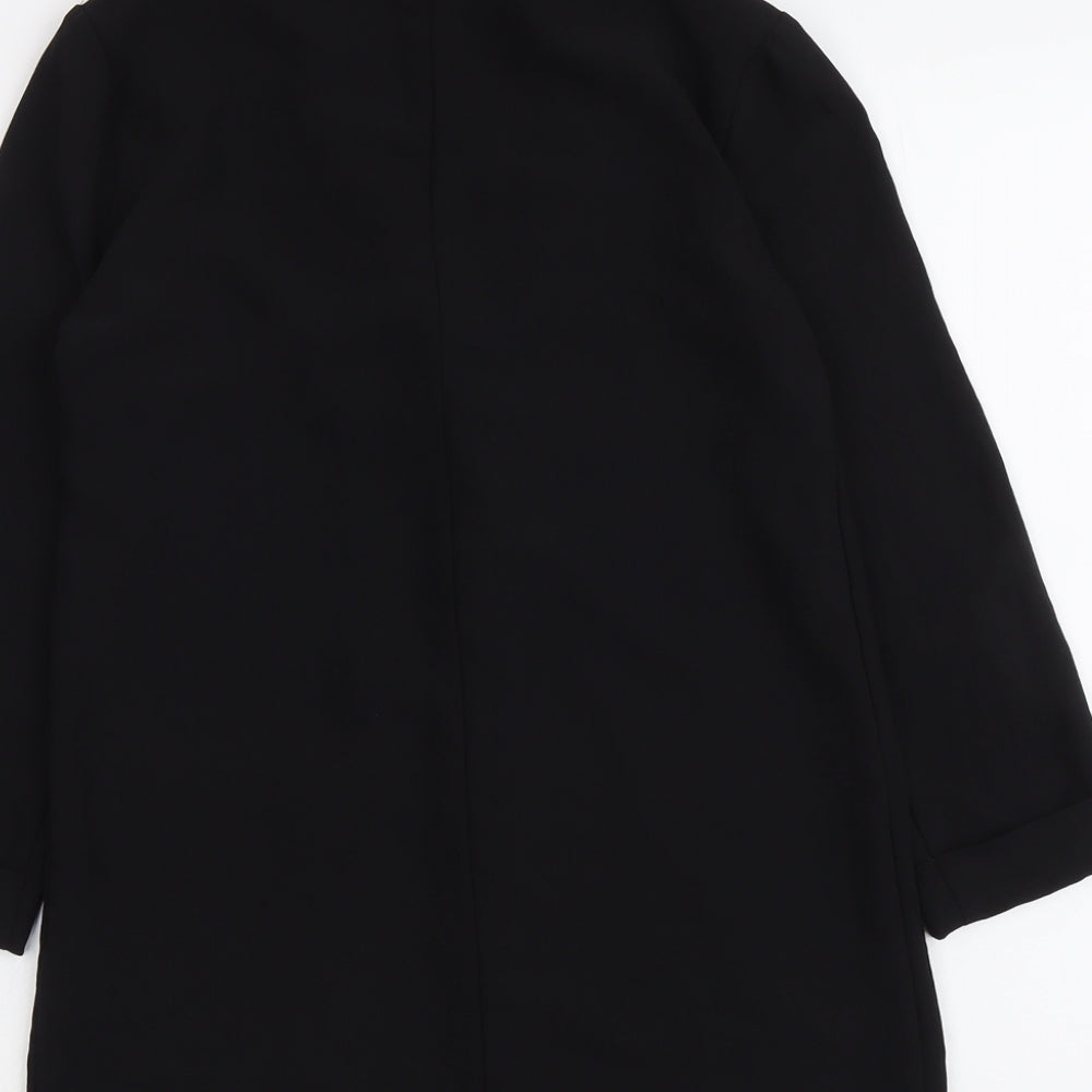 New Look Womens Black Herringbone Jacket Size 6 Button