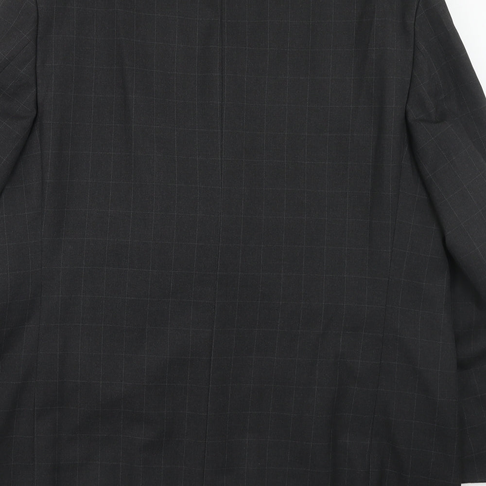 Zantos Mens Grey Check Polyester Jacket Suit Jacket Size 46 Regular
