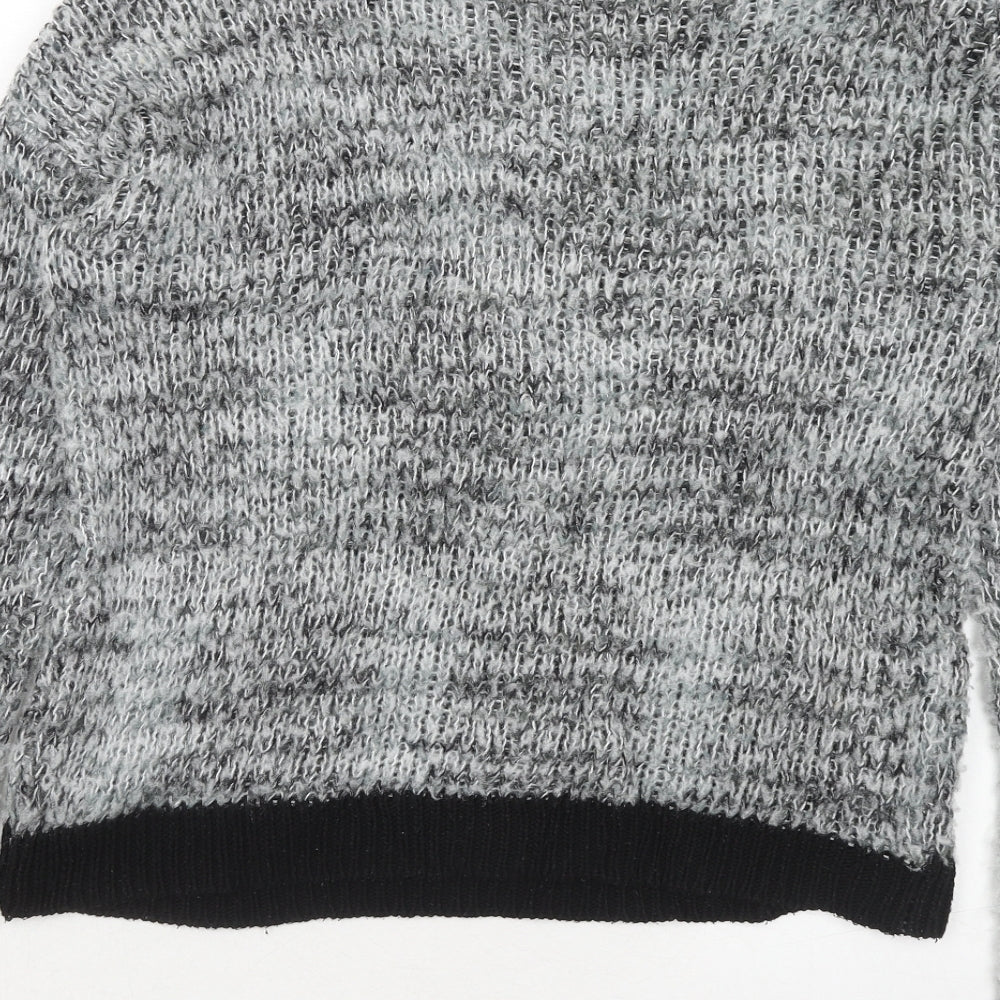 Katsumi Womens Grey Round Neck Geometric Acrylic Pullover Jumper Size S