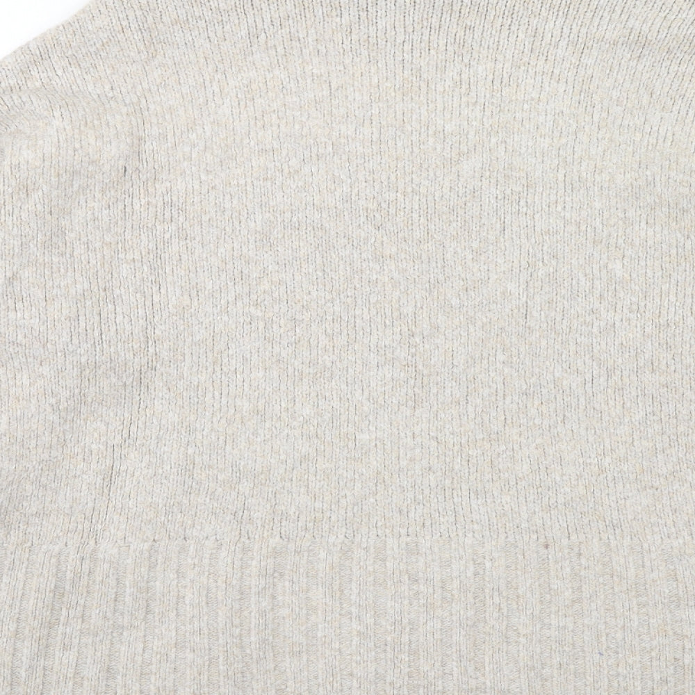 New Look Womens Brown Mock Neck Nylon Pullover Jumper Size M