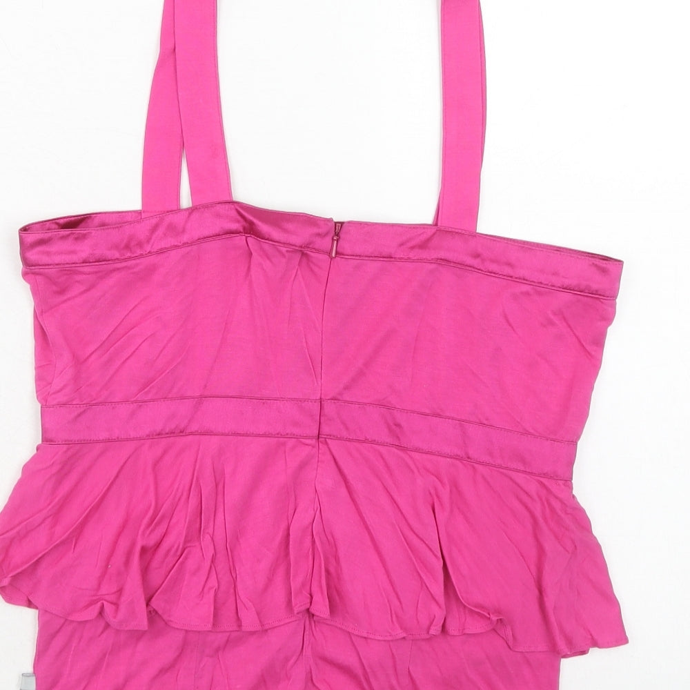 Full Circle Womens Pink Lyocell Cropped Tank Size 10 Square Neck