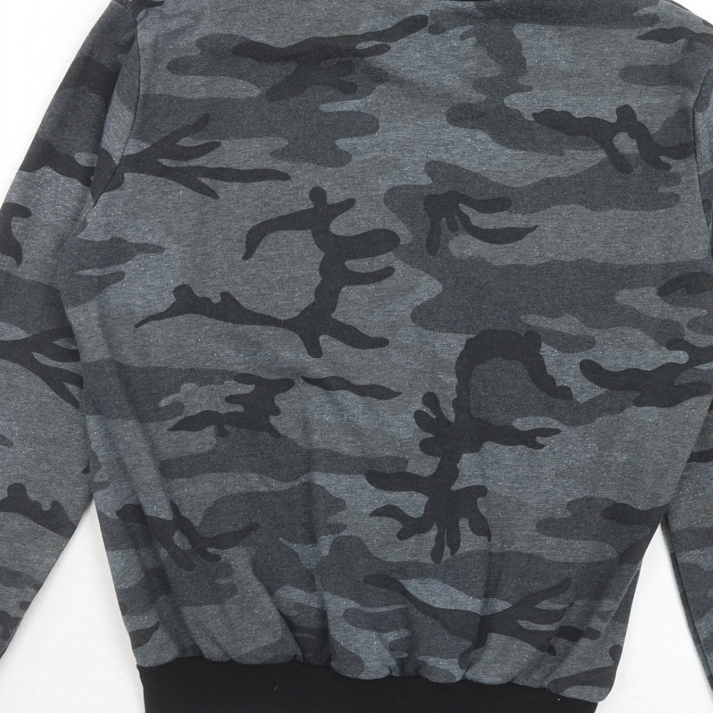 Influence Womens Blue Camouflage Polyester Full Zip Sweatshirt Size M Zip