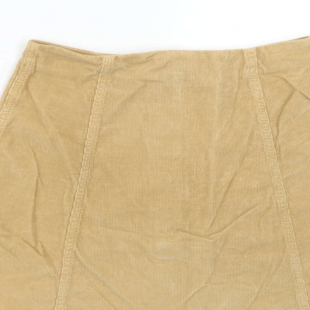 Topshop Womens Brown Cotton Mini Skirt Size 10 Button