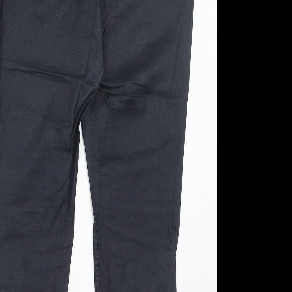 H&M Womens Black Cotton Trousers Size 12 Regular Zip - Coated
