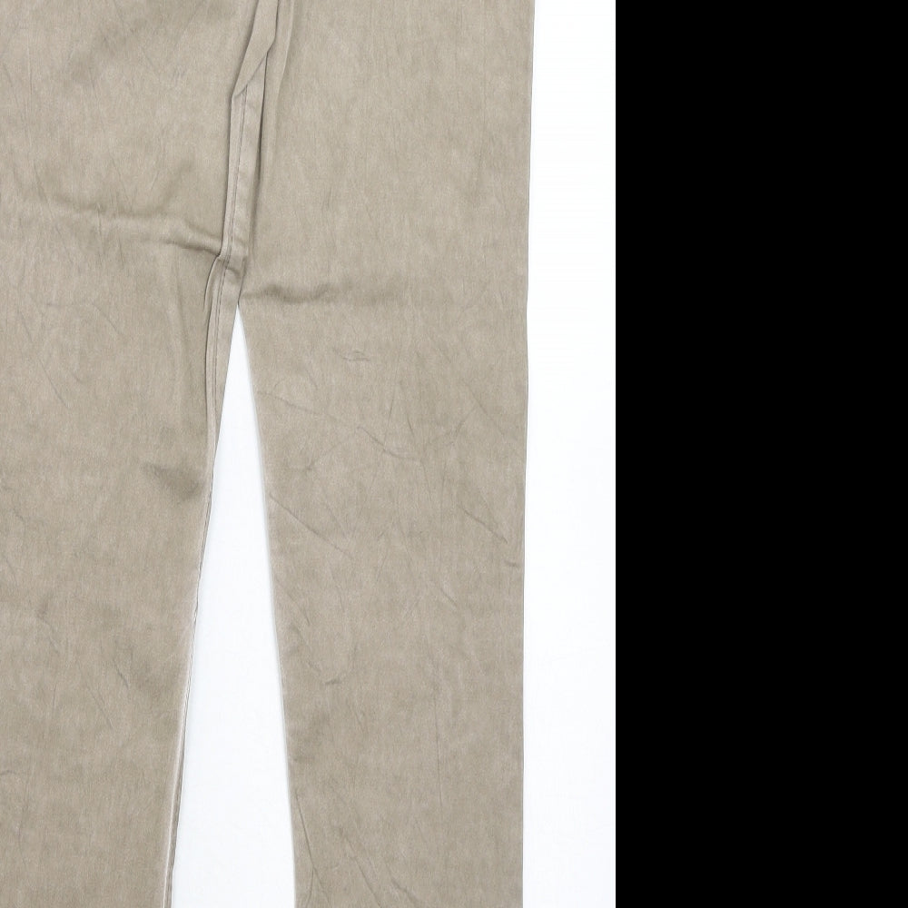 Janina Womens Beige Polyester Trousers Size 8 Regular Button