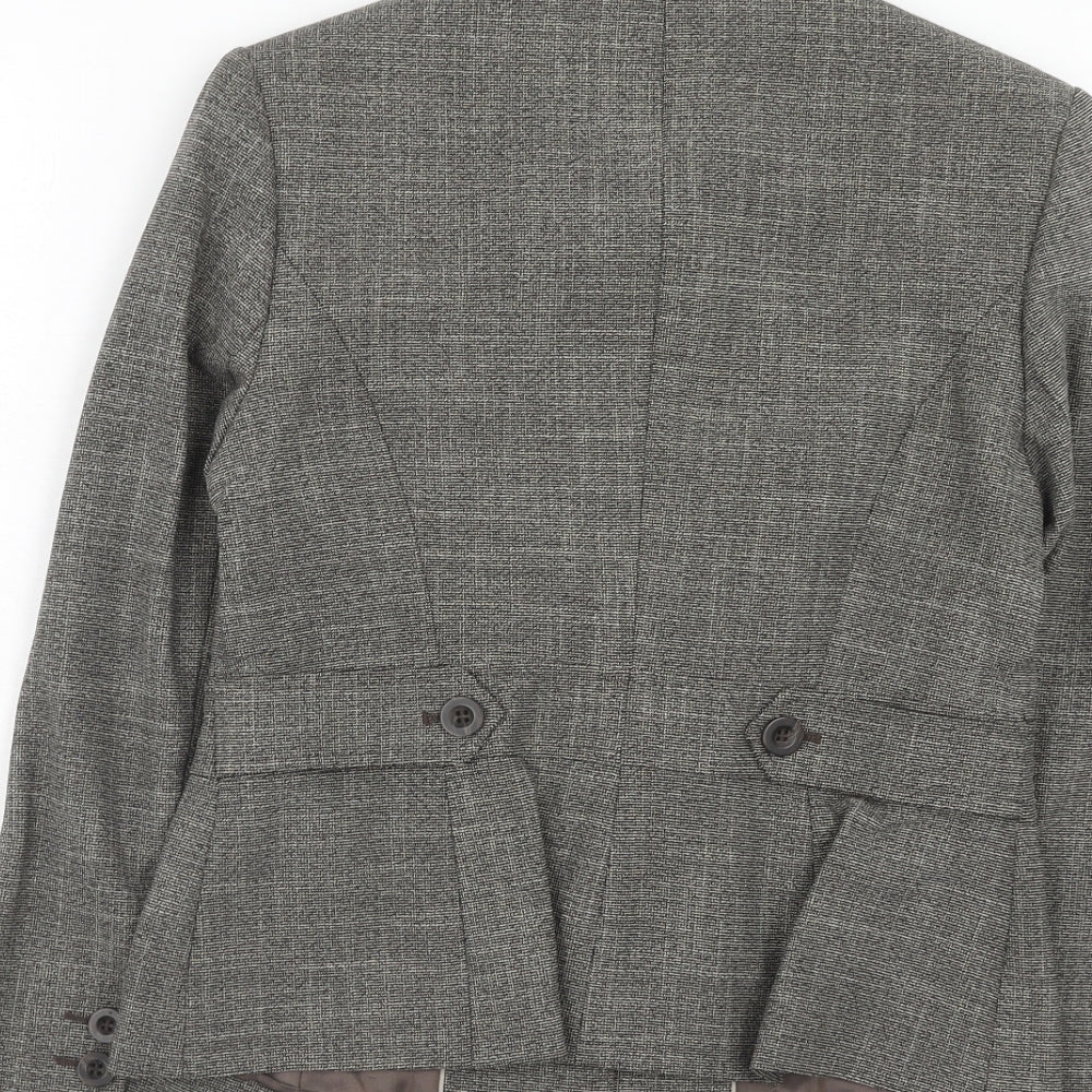 NEXT Womens Grey Geometric Jacket Blazer Size 10 Button