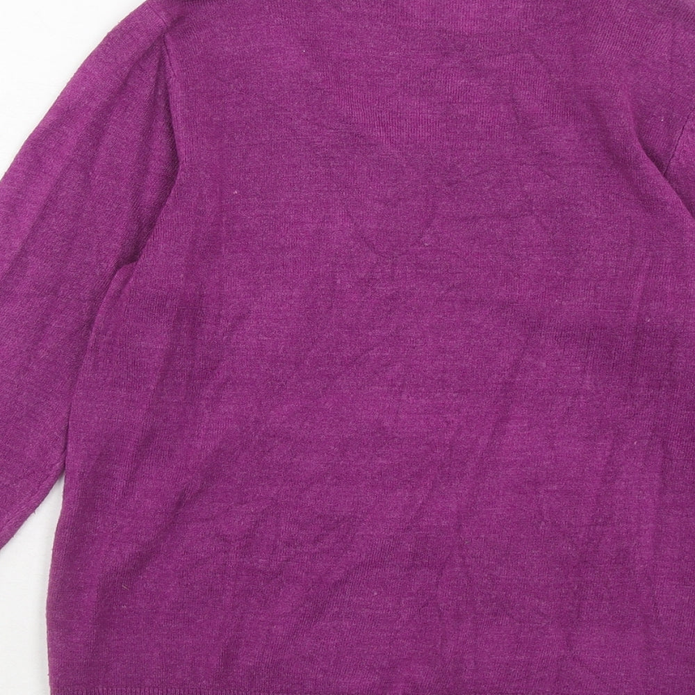 Maine Womens Purple Square Neck Acrylic Pullover Jumper Size 14