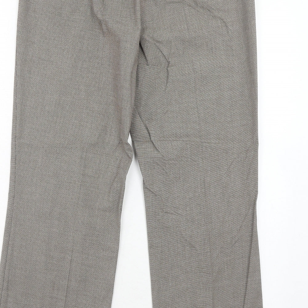 Gerry Weber Womens Brown Check Polyester Dress Pants Trousers Size 12 Regular Zip