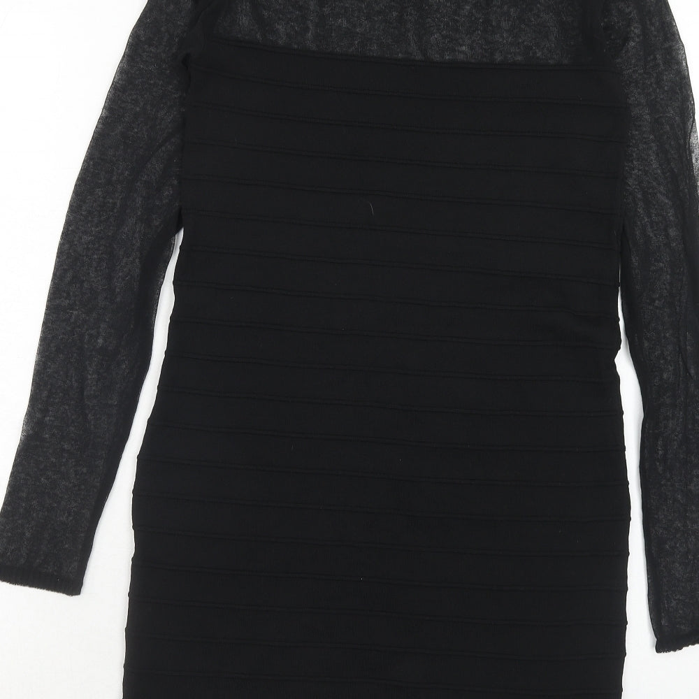 Zara Womens Black Polyester A-Line Size M Round Neck Pullover