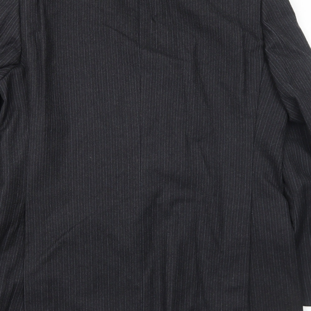 Cunninghams Mens Black Striped Wool Jacket Suit Jacket Size 42 Regular