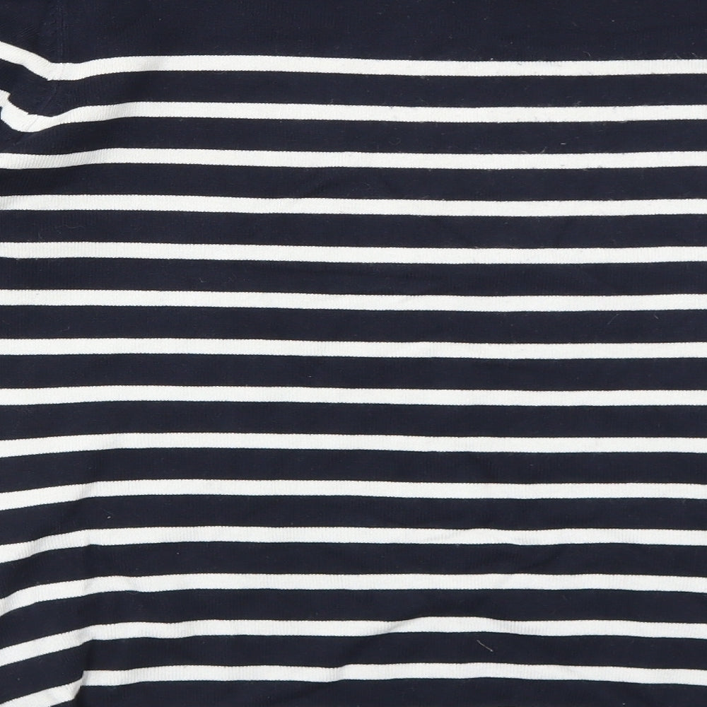 H&M Womens Blue Round Neck Striped Viscose Pullover Jumper Size L