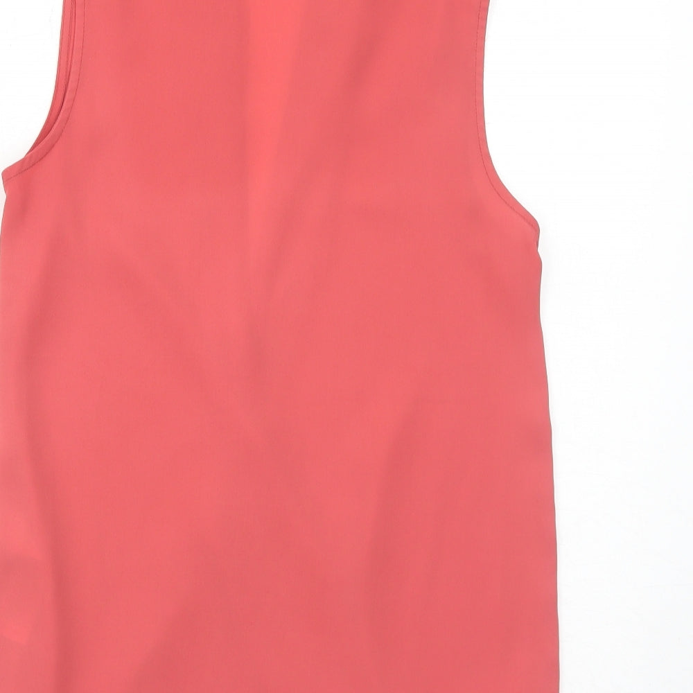 New Look Womens Pink Polyester Basic Blouse Size 8 V-Neck