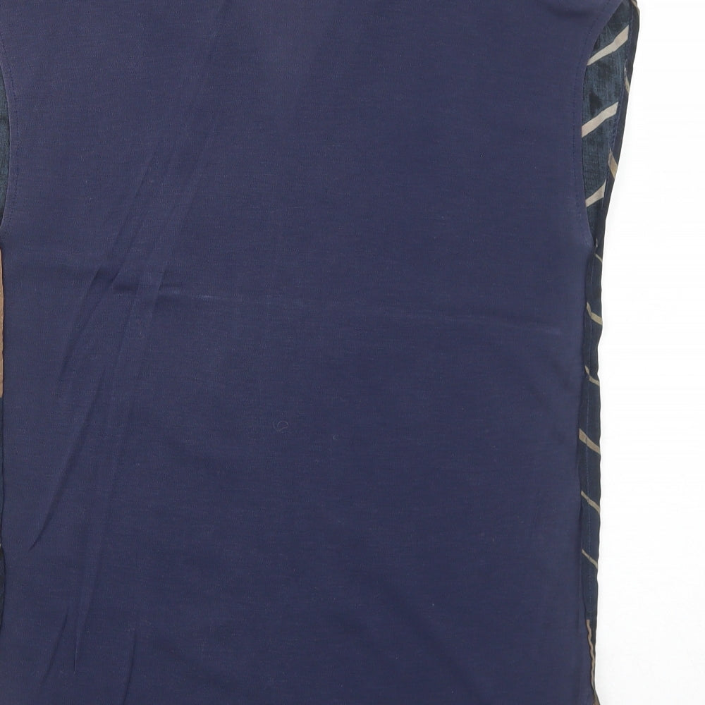 NEXT Womens Blue Geometric Lyocell Basic Blouse Size 10 V-Neck