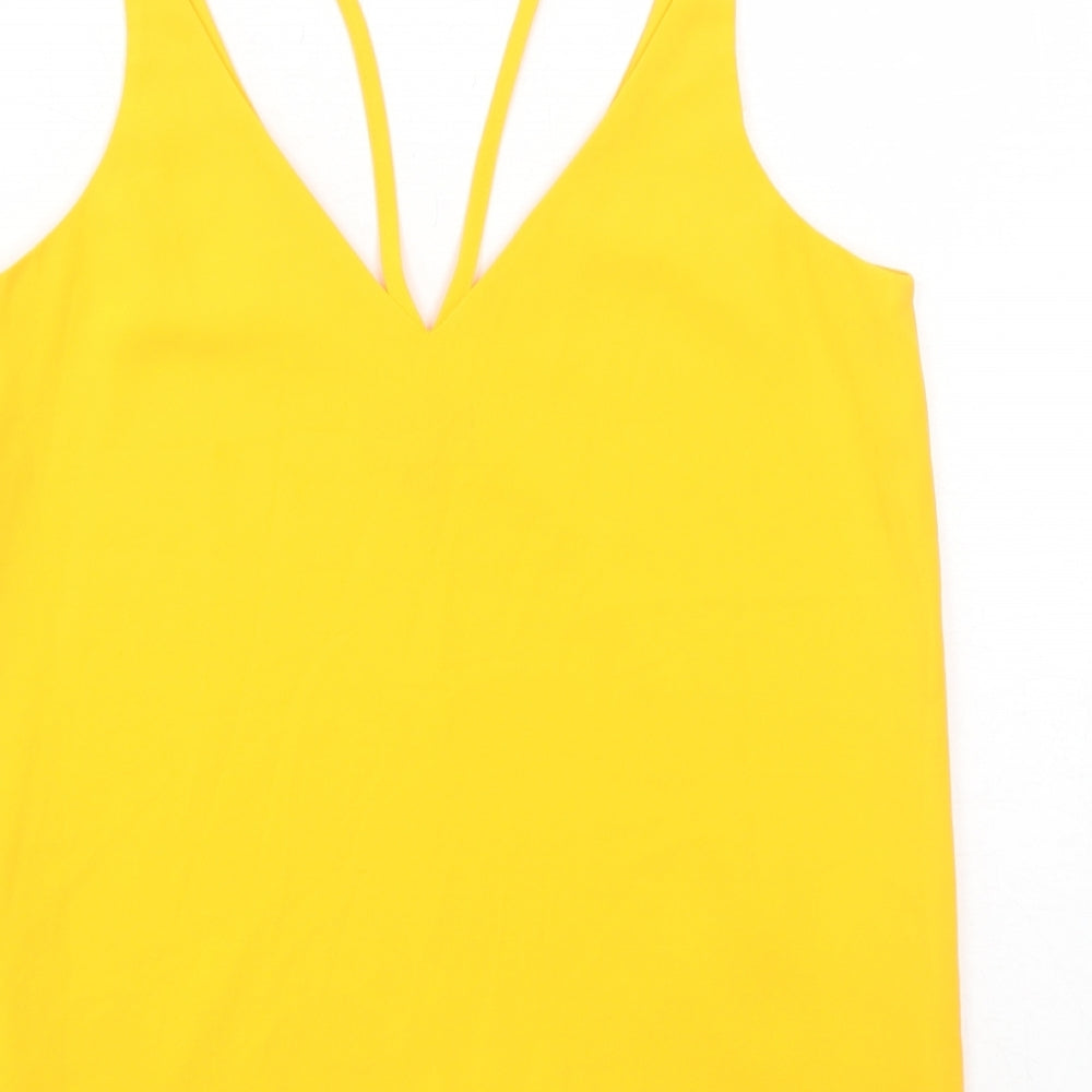 Topshop Womens Orange Polyester Basic Tank Size 4 V-Neck