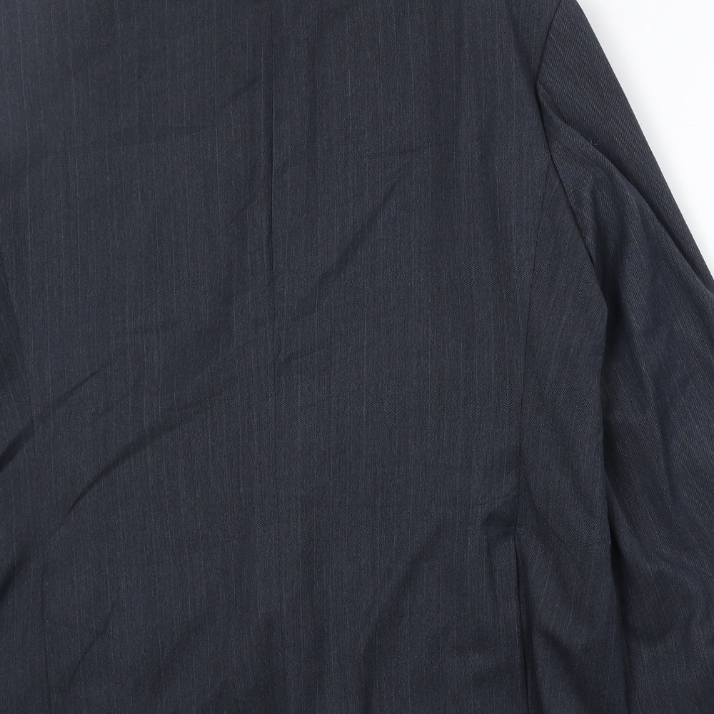 Marks & Spencer Mens Blue Striped Polyester Jacket Suit Jacket Size 44 Regular