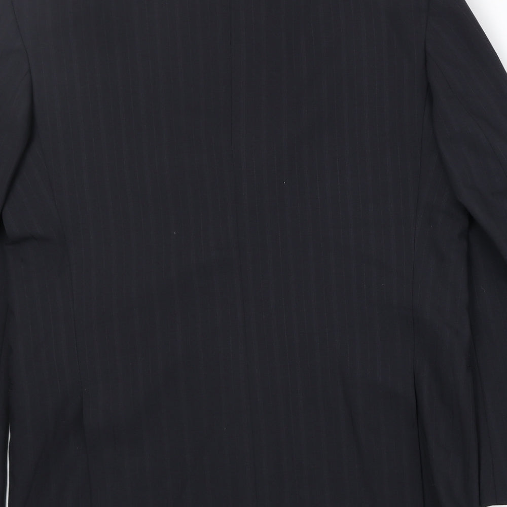 1880 Mens Black Striped Polyester Jacket Suit Jacket Size 36 Regular