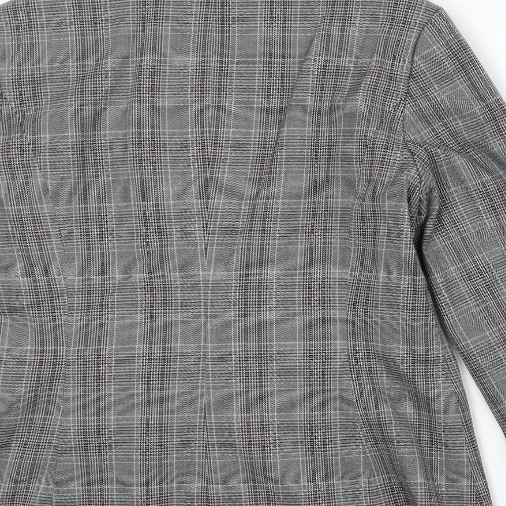 Bonprix Womens Grey Plaid Polyester Jacket Suit Jacket Size 14
