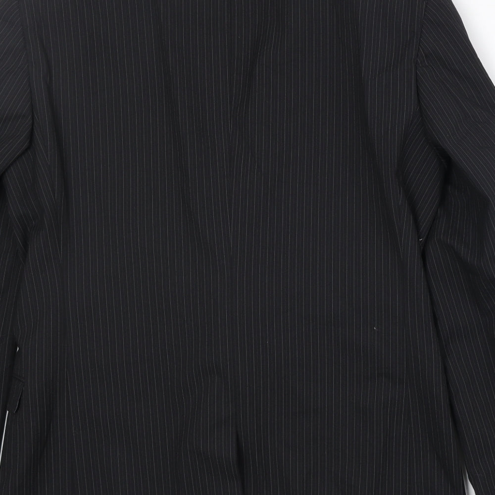NEXT Mens Black Striped Wool Jacket Suit Jacket Size 38 Regular