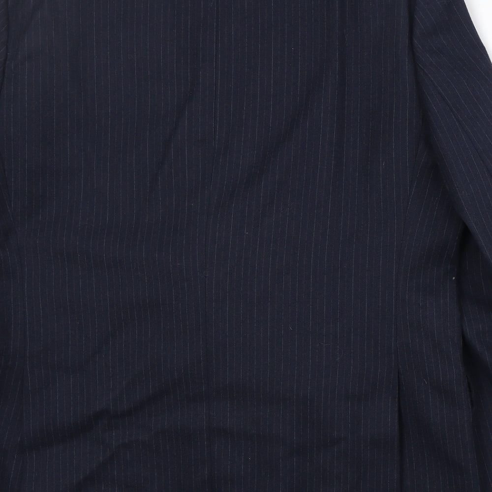 BHS Mens Blue Striped Wool Jacket Suit Jacket Size 42 Regular