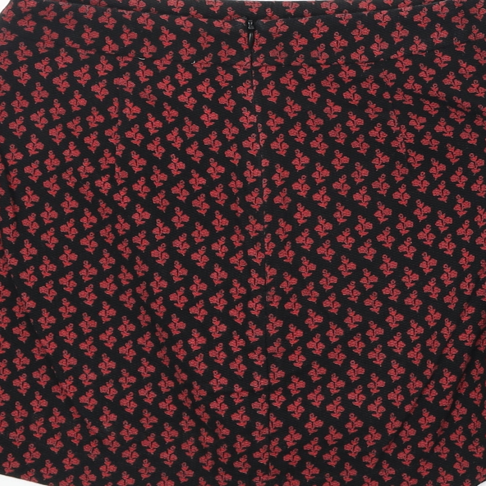 Cooperative Womens Black Floral Cotton Mini Skirt Size XS Zip