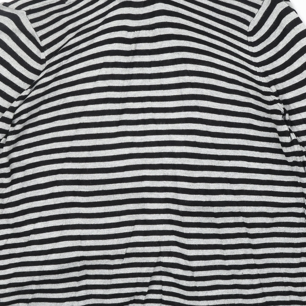 Marks & Spencer Womens Black V-Neck Striped Viscose Cardigan Jumper Size 8