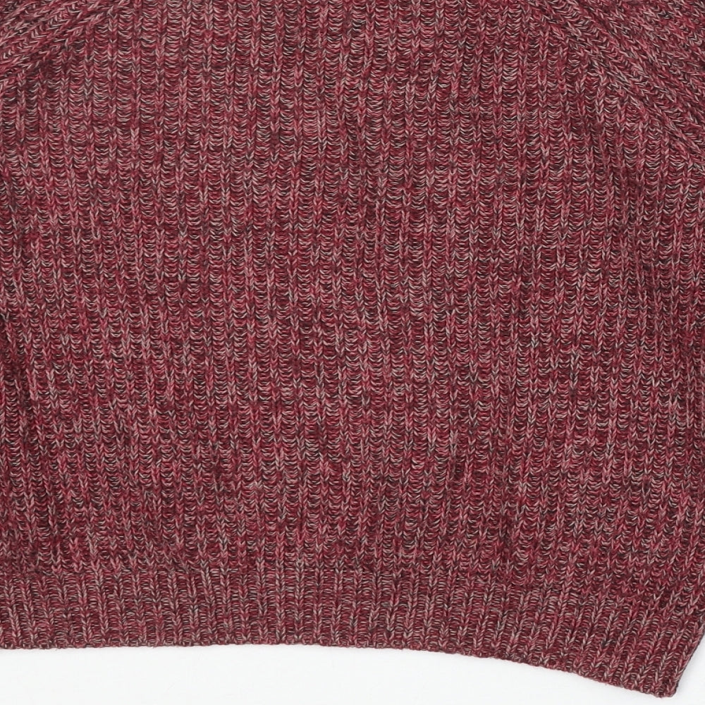 H&M Womens Red Round Neck Cotton Pullover Jumper Size XS
