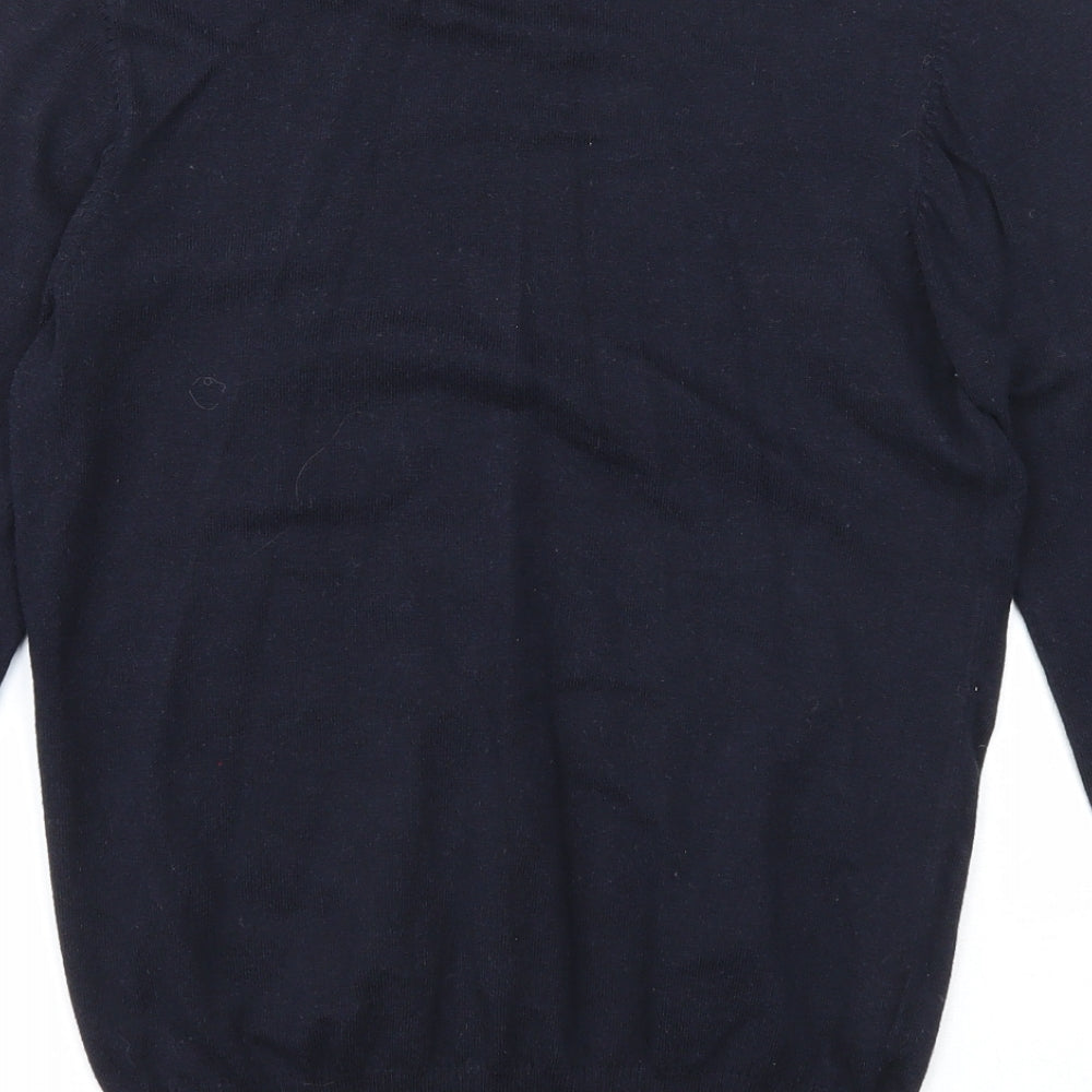 Mango Womens Blue V-Neck Viscose Pullover Jumper Size M