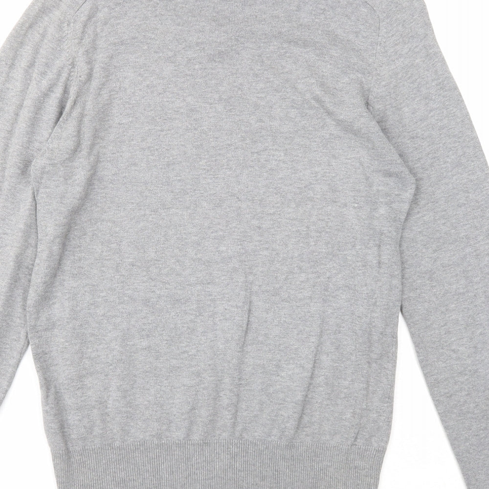 H&M Womens Grey V-Neck Cotton Pullover Jumper Size S