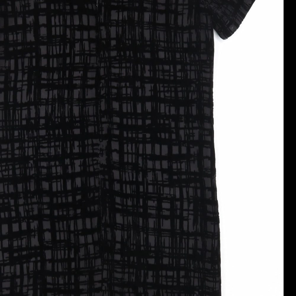 Great Plains Womens Black Geometric Polyester A-Line Size M Round Neck Zip