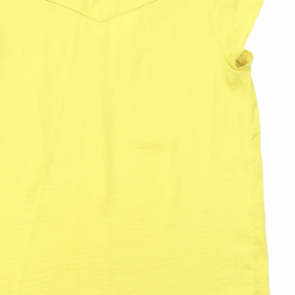 H&M Womens Yellow Polyester Basic Blouse Size 10 V-Neck