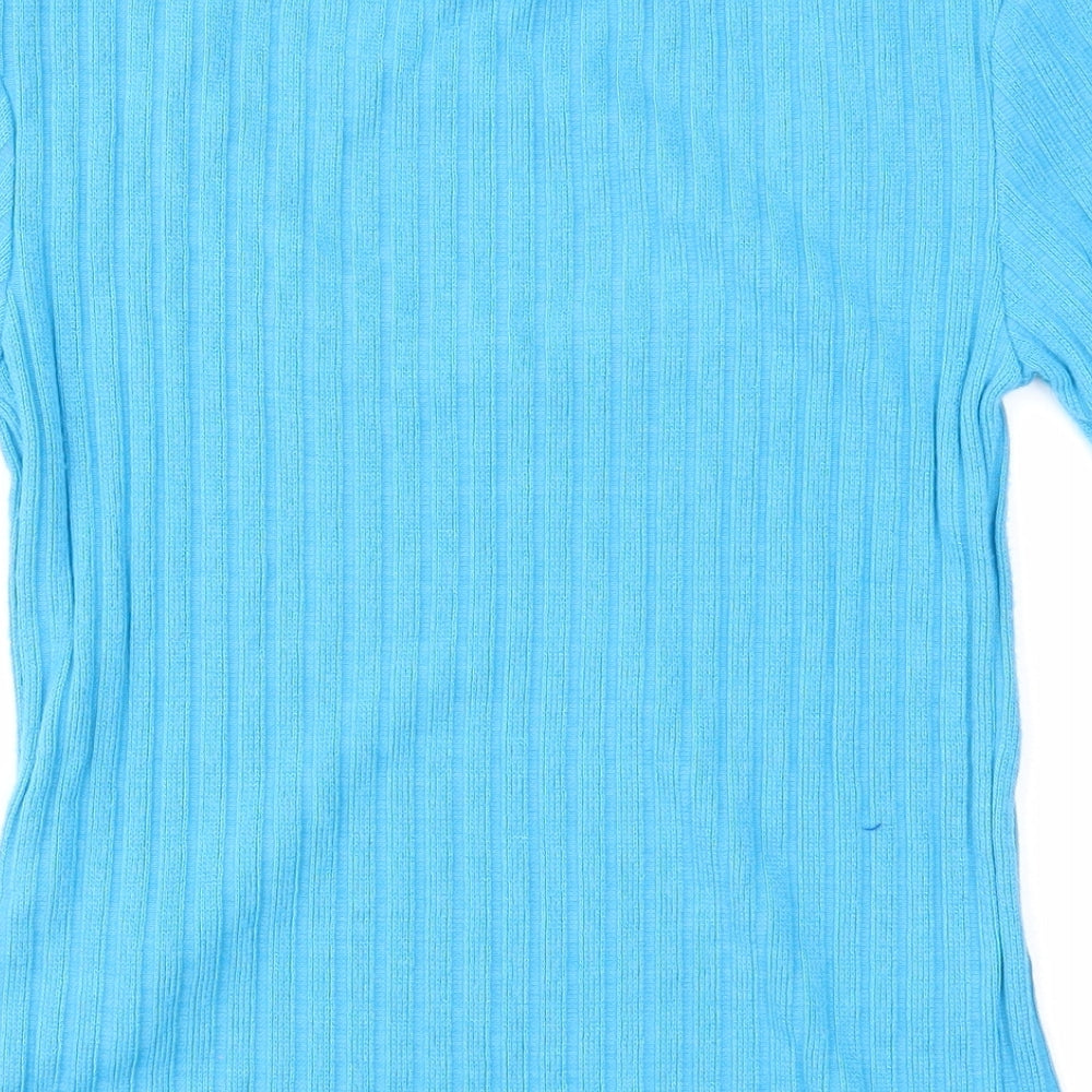 Zara Womens Blue Scoop Neck Viscose Pullover Jumper Size S