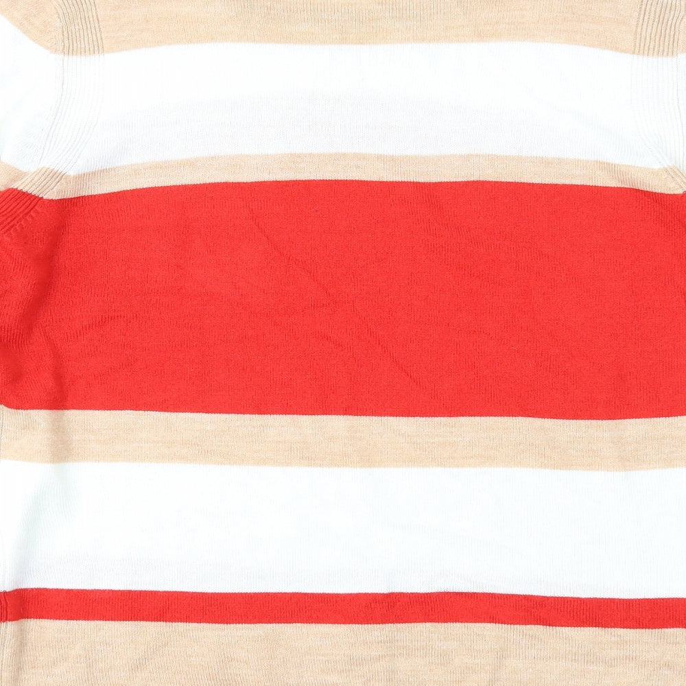 Marks & Spencer Womens Multicoloured Boat Neck Striped Acrylic Pullover Jumper Size 18