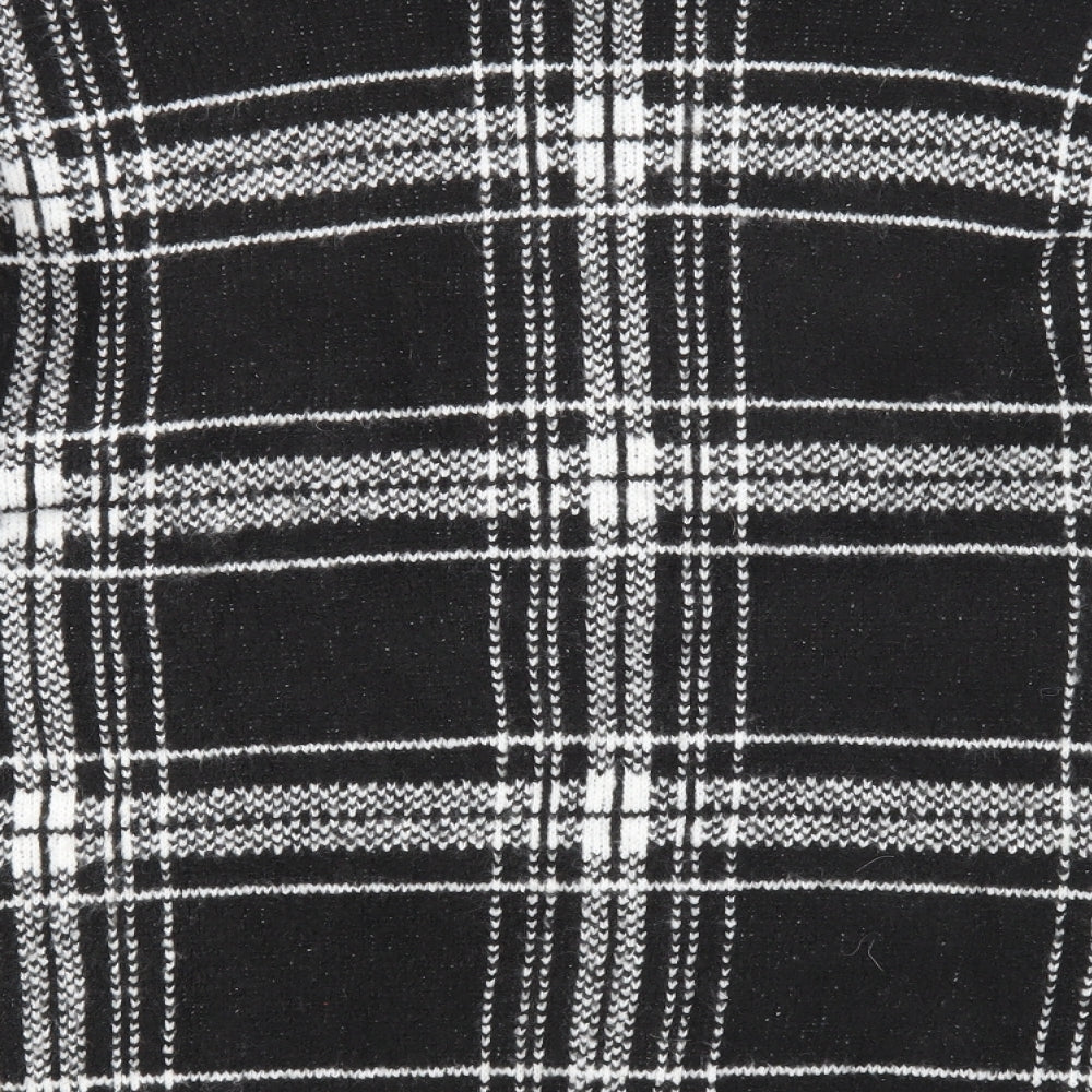 Marks & Spencer Womens Black Round Neck Plaid Acrylic Pullover Jumper Size L