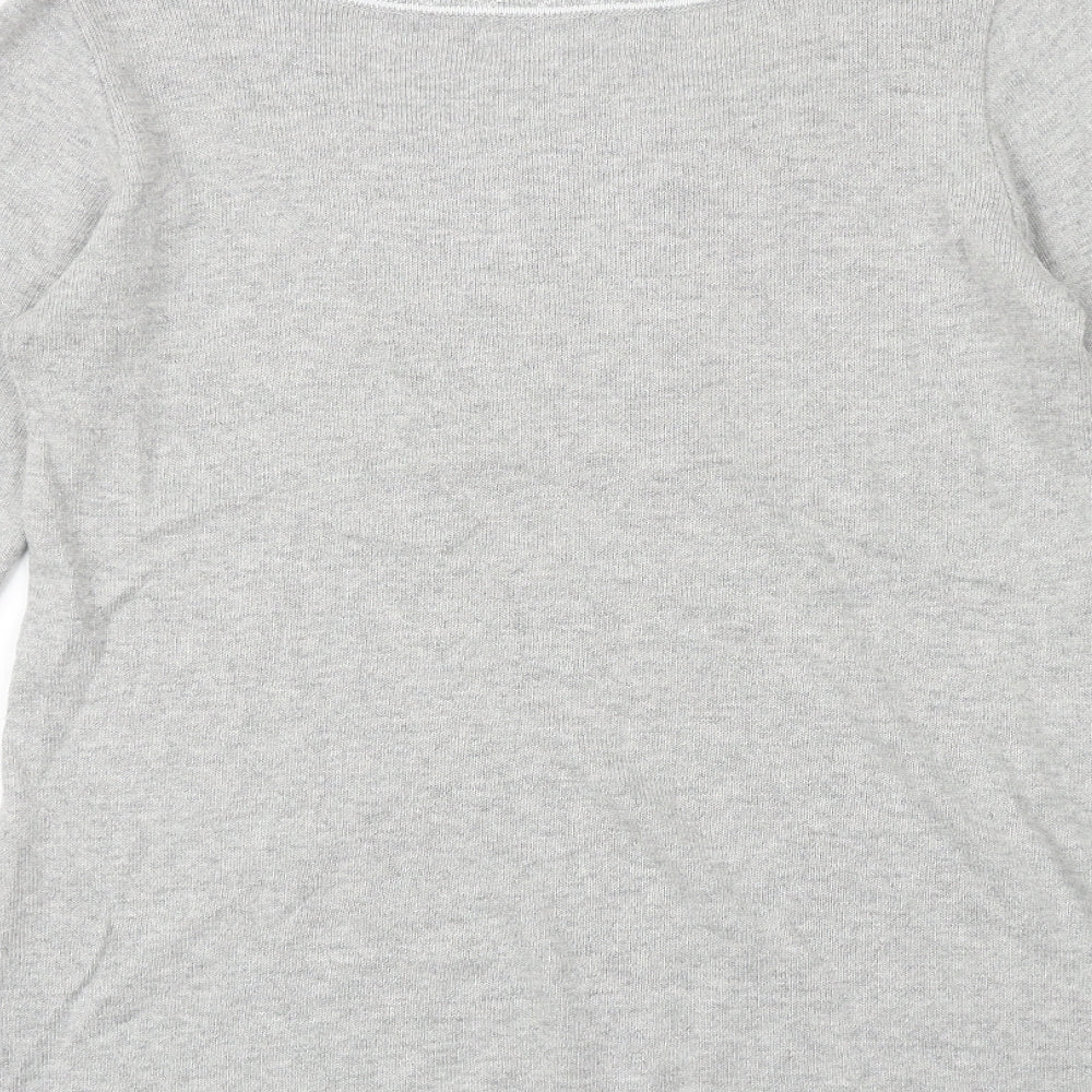 Afibel Womens Grey Square Neck Acrylic Pullover Jumper Size 10