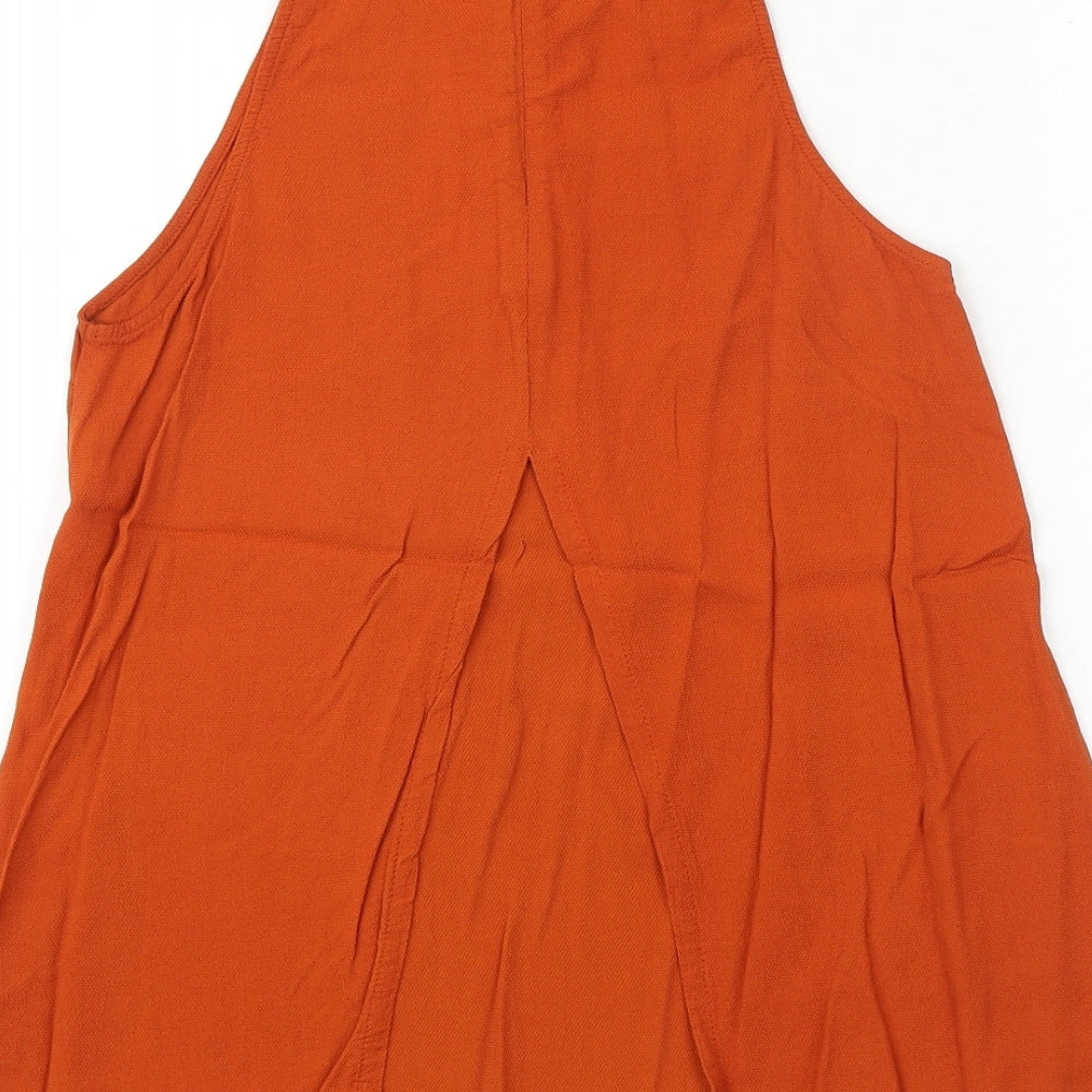 Topshop Womens Orange Viscose Basic Tank Size 10 Round Neck
