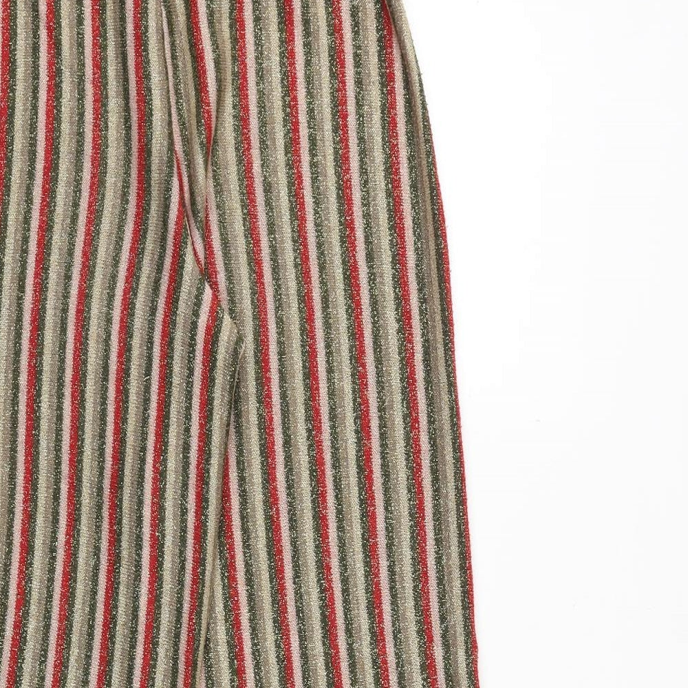 Zara Womens Multicoloured Striped Polyester Trousers Size S Regular