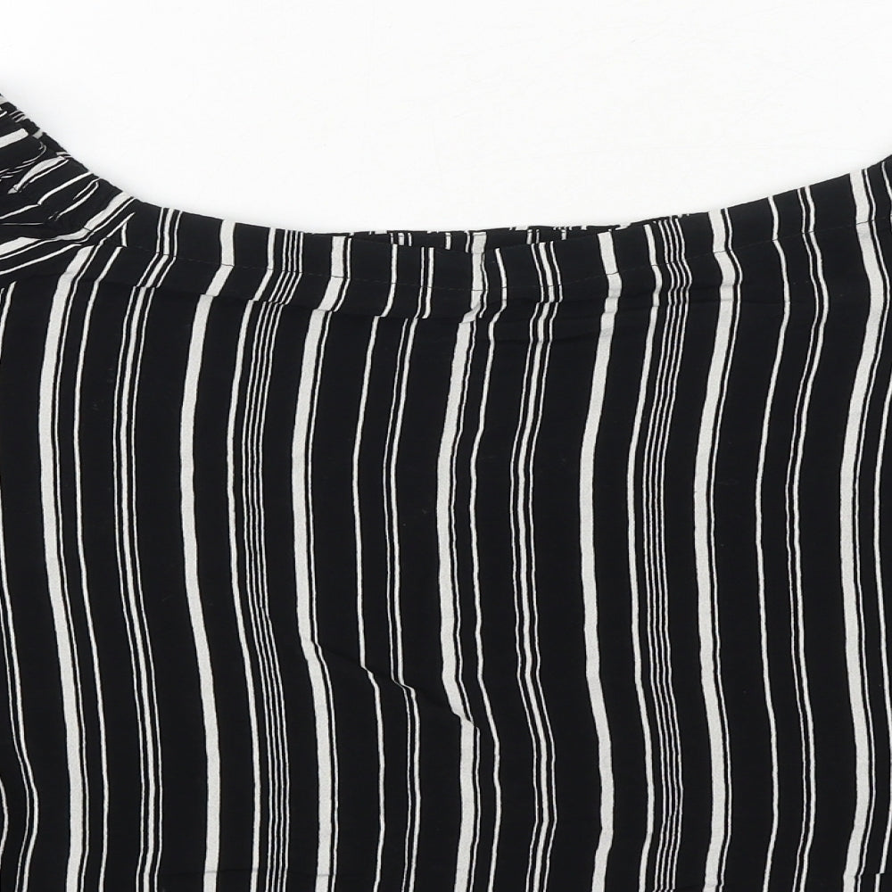 New Look Womens Black Striped Viscose Basic Blouse Size 14 Off the Shoulder
