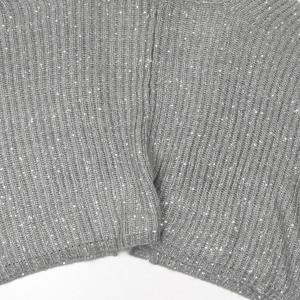 NEXT Womens Grey V-Neck Acrylic Cardigan Jumper One Size