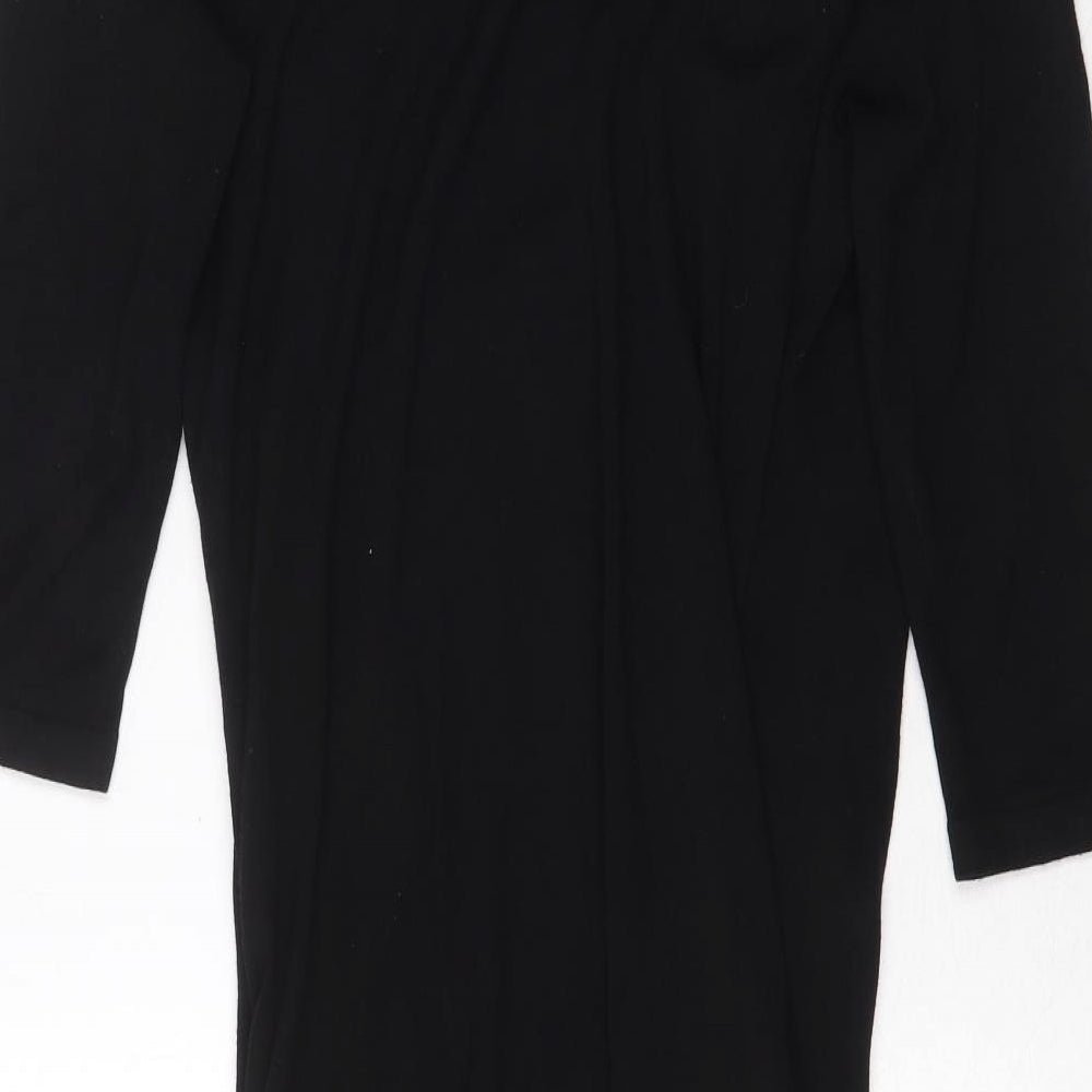 Brand and care label for Kaliko women’s black v-neck viscose jumper, size UK 14