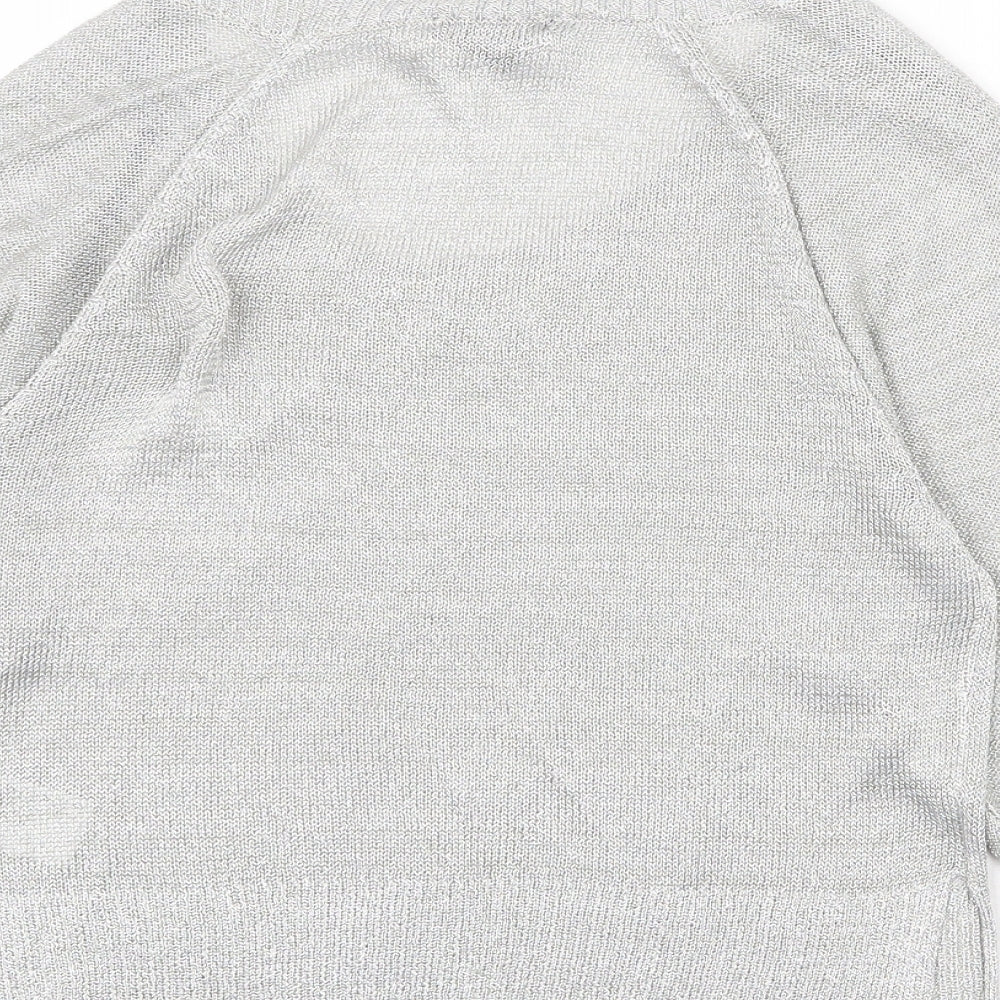 H&M Womens Silver Scoop Neck Viscose Pullover Jumper Size XS
