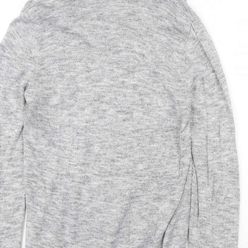 H&M Womens Grey High Neck Cotton Pullover Jumper Size S